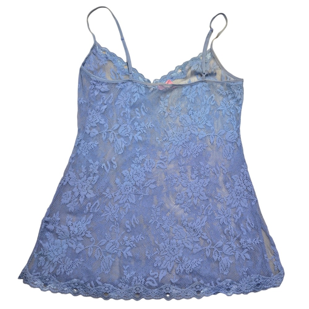 Vintage Y2K Victoria's Secret Cami Tank Top Small Blue Ombre Sheer Lace Coquette - Picture 2 of 8
